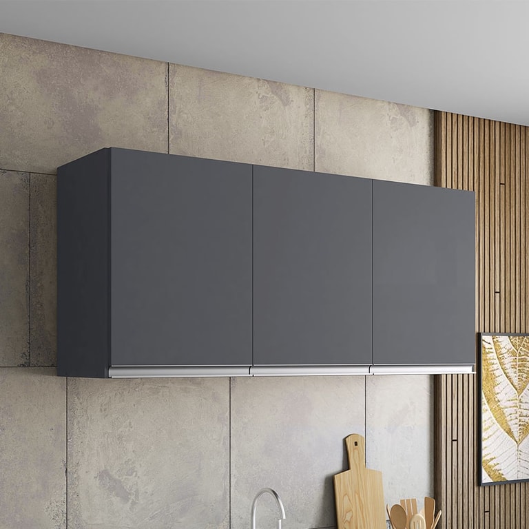 Armário Aéreo 3 Portas 120cm Andréia Cinza AJL Móveis