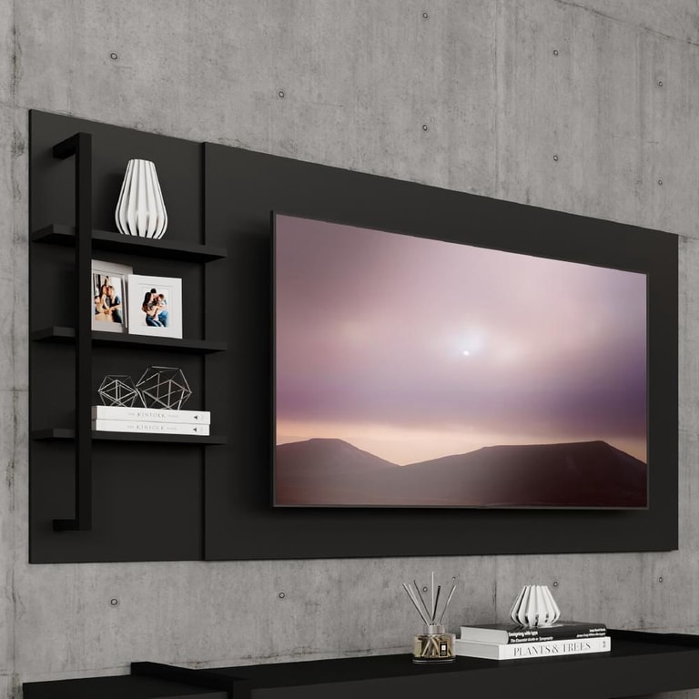 Painel de Parede Amazonas para TV até 50' Preto Fosco Carraro