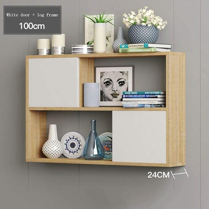 Yyuoqafn Prateleira de parede, suporte de parede para sofá, escritório, suporte de parede, fundo de quarto, armário de parede multifuncional para sala de estar (cor: branco) (porta branca + moldura de