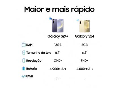 Smartphone Samsung Galaxy S24 256GB Preto - 5G + Smartwatch Watch7 40mm Verde