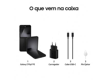 Smartphone Samsung Galaxy Z Flip7 FE 128GB Preto 5G 8GB RAM Tela 6,7" Câm. Dupla de 50MP Galaxy AI