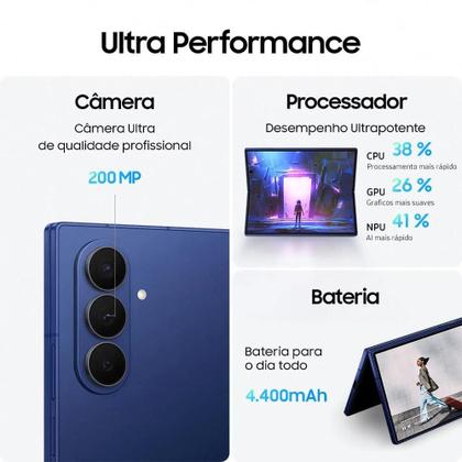 Smartphone Samsung Galaxy Z Fold7 512GB 12GB RAM Câmera Traseira até 200MP Selfie 10MP Tela 8.0" JetBlack