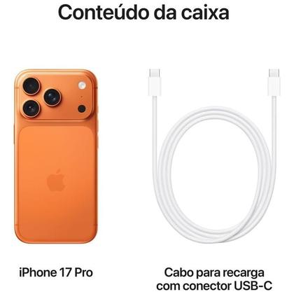Smartphone celular Apple.iPhone.17.Pro.Max 256GB, 5G, Tela Super Retina XDR, Câmera avançada, Face ID, Dual eSIM, Bateria de longa duração, Laranja
