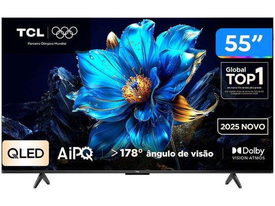 Smart TV 55" TCL 4K UHD QLED 55P7K Google TV AiPQ Google Assistente 3 HDMI 1 USB