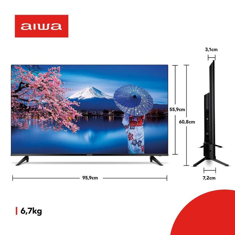 Smart TV 43" LED AIWA BL-02-A 2 HDMI 2 USB Processador Quad Core - Preto