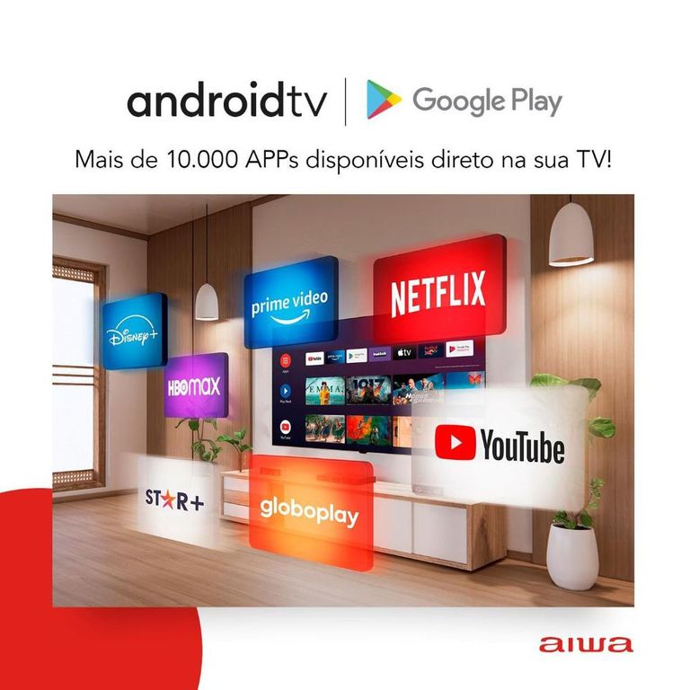 Smart TV 43" LED AIWA BL-02-A 2 HDMI 2 USB Processador Quad Core - Preto