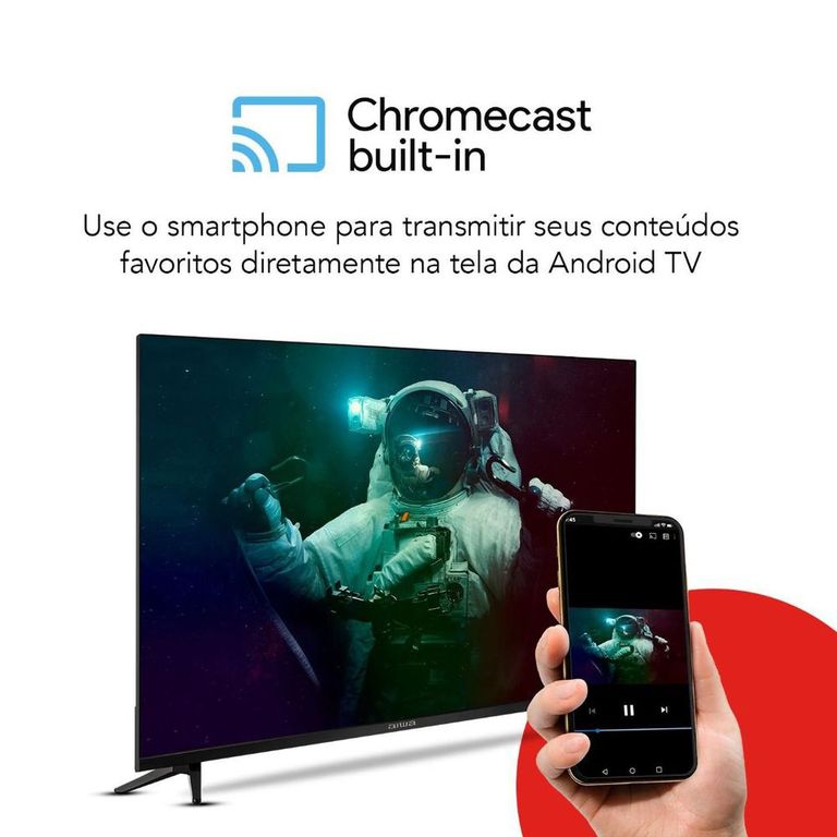 Smart TV 43" LED AIWA BL-02-A 2 HDMI 2 USB Processador Quad Core - Preto