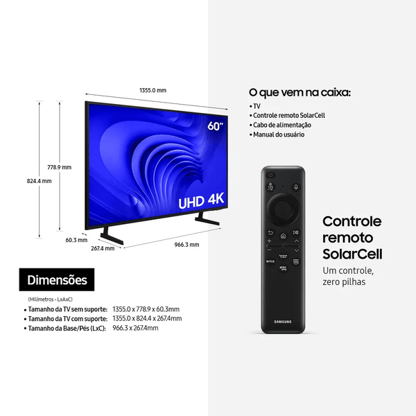 Smart TV 60” 4K UHD LED Samsung 60DU7700